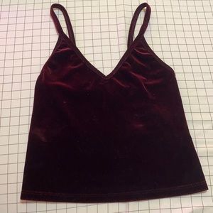 Burgundy velvet brandy Melville cropped tank